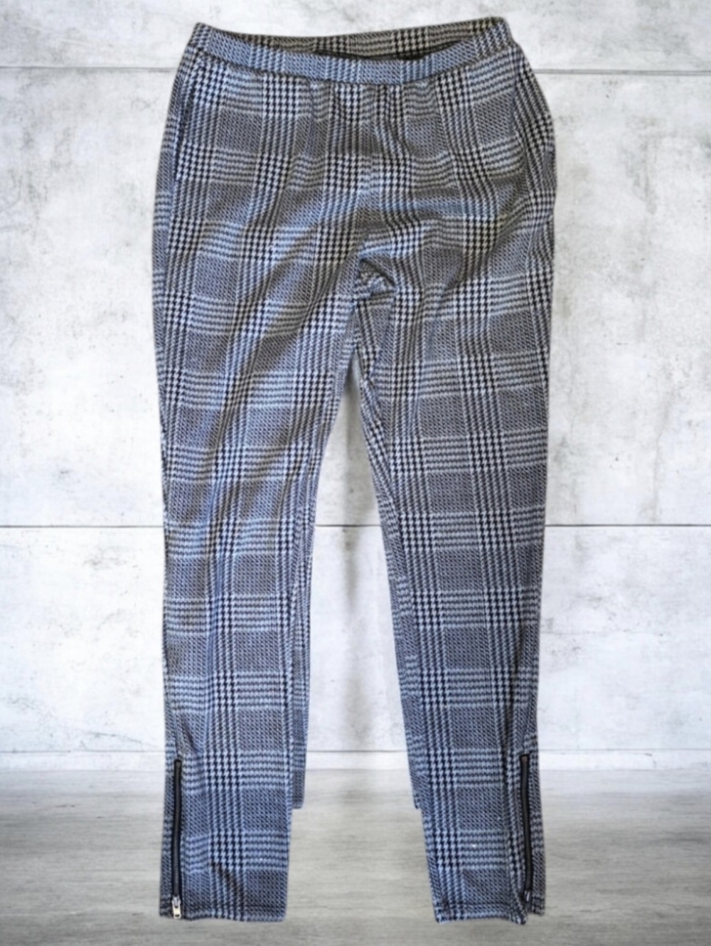 ♟️ Kids  Black & White Glen Plaid Stretch Trousers
